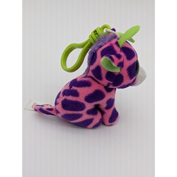 Gilbert GiraffeBeanie BooClip 5 inch - Stuffed Animal by Ty Glitter eyes - Picture 4 of 12